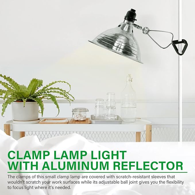 Simple Deluxe Clamp Light with 8.5 Inch Adjustable Aluminum Reflector, Suit for E26 Socket Max 150 Watt Lamp (No Bulb Included), 6 Feet 18/2 SPT-2 Cord, 2 Pack