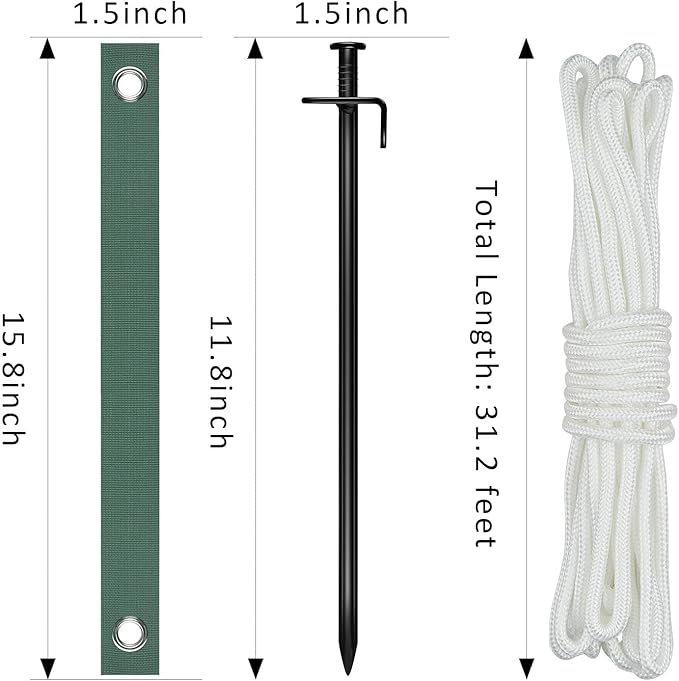 Tree Stake Kit, Heavy Duty Steel 11.8 Inch Steel Tree Stakes and Supports for Young Tree Anti Strong Wind, Leaning Tree Anchor Straightening Kit (4)