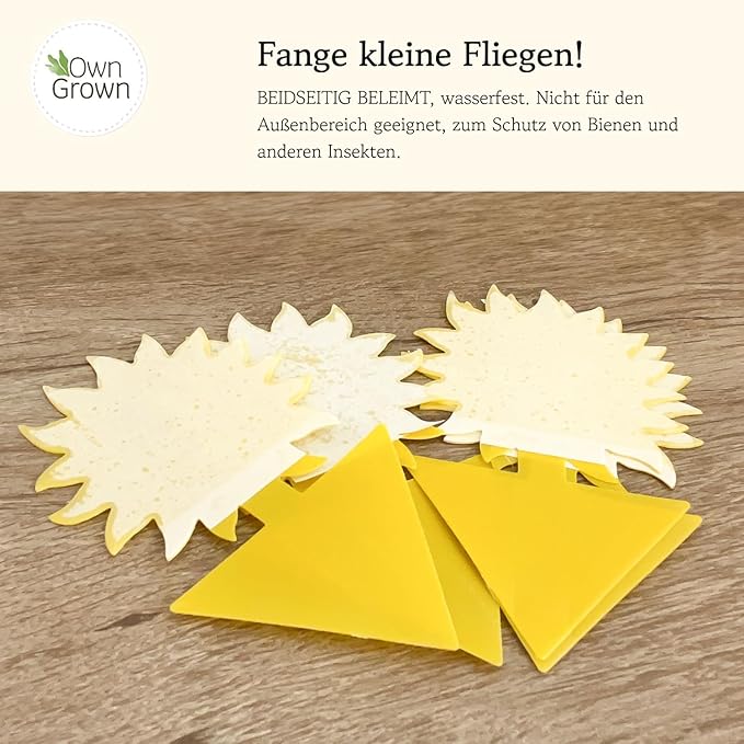 OwnGrown Yellow Sticky Fly Traps for Indoor Plants - 60 Pieces Effective Gnat Control, White and Fruit Fly Traps - Sunflower Sticker Paper Ideal for Houseplants and Indoor Use - 5.3" x 2.95"