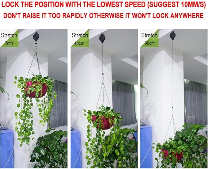 Pack Plant Hook Pulley, Retractable Plant Hanger Easy Reach Hanging Flower Basket for Garden Baskets Pots and Birds Feeder Hang High up and Pull Down to Water Or Feed (White 6Pack)
