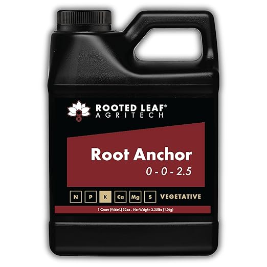 Root Anchor - Carbon Based Humic and Kelp Liquid Fertilizer, Nitrogen Free Nutrients with Potassium to Improve Soil and Enhance Plant Growth for Garden Plants Grass Lawns - Quart