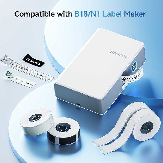 NIIMBOT Thermal Transfer Labels 0.55''x4.72'', for N1(B18) Label Maker, Long Storage Time, for CD DVD Cases Warehouse Labeling, White(14mmx120mm)