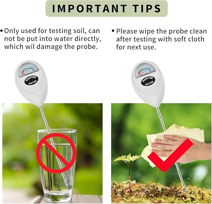 Soil Moisture Meter, Plant Water Meter Soil Meter Moisture Sensor Hygrometer for Indoor Outdoor Plant Care,No Battery Needed(White)