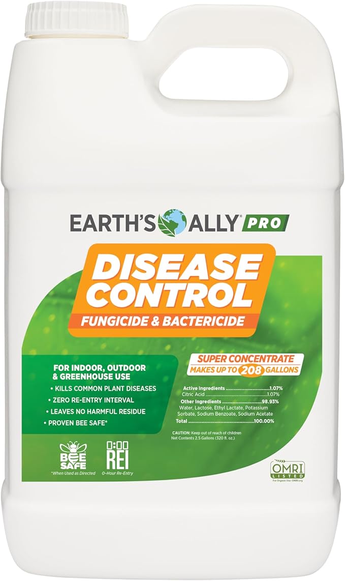 Earth's Ally Pro Disease Control Concentrate 2.5 gal. | Makes Up to 208 gals | Fungicide for Orchards, Food Crops, Ornamentals, Houseplants, Lawn & Turf
