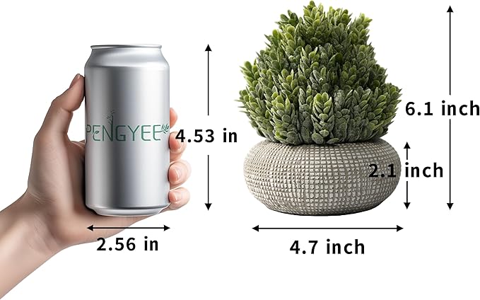 2 Pack Small Fake Plants in Cement Planter for Bathroom Decor, 6.1/5.7 Inch Artificial Plants Indoor, Small Faux Plants Indoor for Home Room Bedroom Farmhouse Kitchen Office Decor
