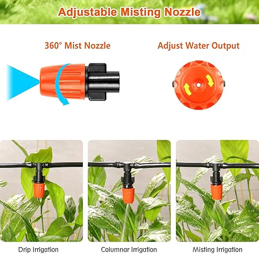 Gardrip 280 Pcs Drip Irrigation Fittings Kit for 1/4" Tubing：Gardrip 1/4 Inch Drip System Barbed Connectors (Nozzles, Nozzle Tees, Valves, Single Barbs, Couplings, Tees, Elbows, Plugs, Crosses)