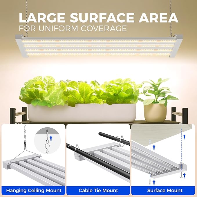Barrina TX-L63 3FT LED Grow Light, 63W, 4 Panels Wider Coverage, Full Spectrum with 730nm IR LEDs, High PPFD, Linkable, Hanging Plant Lights for Indoor Greenhouse, Vegetable, Seeding, Flowers, 1 Pack