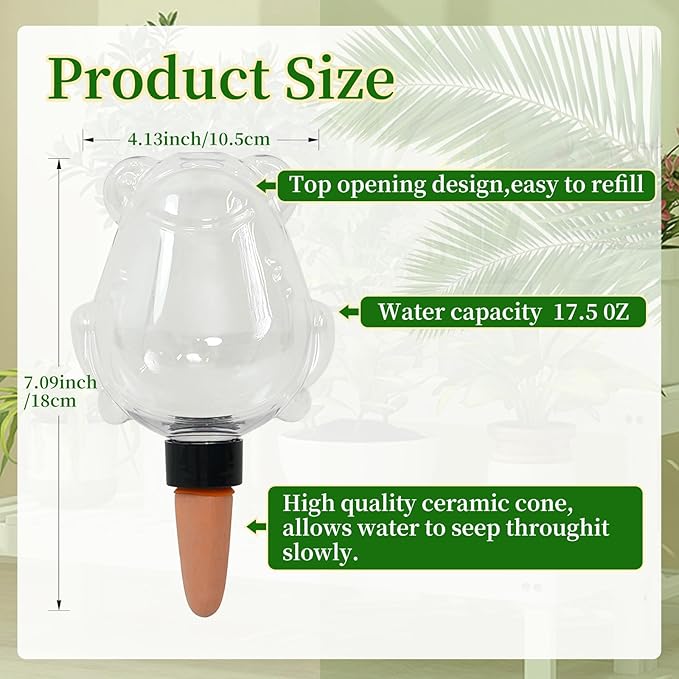 3 Pack Plant Self Watering Globes Top Fill for Indoor Plastic Water Bulbs Slow Release Terracotta 13oz Self Watering Planter Insert Automatic Drip Irrigation Water Spikes Stakes Devices System
