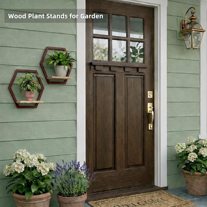 3 Pack Solid Wood & Heavy Duty Metal Wall Plant Stands,9 inch Natural Wood Shelf, Boho Arch Hanging Planter for Indoor 25 LB Load for Plants, Flowers, Herbs Coffee