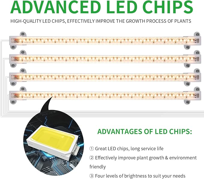 RWNTAO LED Plant Growing lamp, 3000K Full Spectrum Grow Light Strips for Indoor Plants with 3/9/12H Timer & 10 Dimmable Levels, Sunlike Grow Light for Green House Hydroponics Succulent