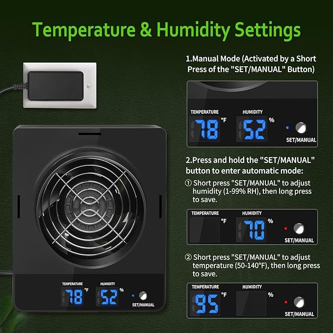 4-Inch Grow Tent Inline Duct Fan, Automatic Temperature & Humidity Sensing Control, Ventilation System for Grow Tents, Greenhouses