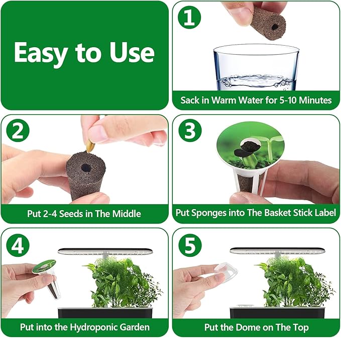 162 Pcs Seed Pods Kit, Hydroponics Growing System Grow Anything Kit with 40 Grow Sponges, 40 Grow Baskets, 40 Grow Domes, 40 Pod Labels for Seed Starting System