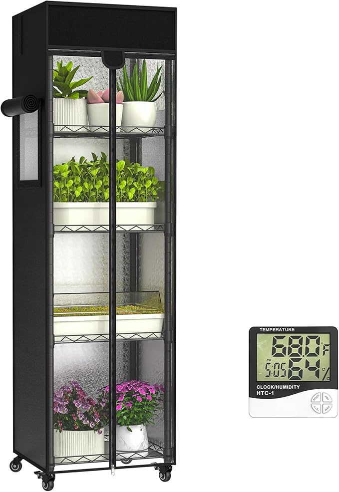 Small Greenhouse for Indoors, 5 Tier 15.7" L×11.8" W×62.3" H mini Greenhouse Outdoor, Indoor Adjustable Shelves