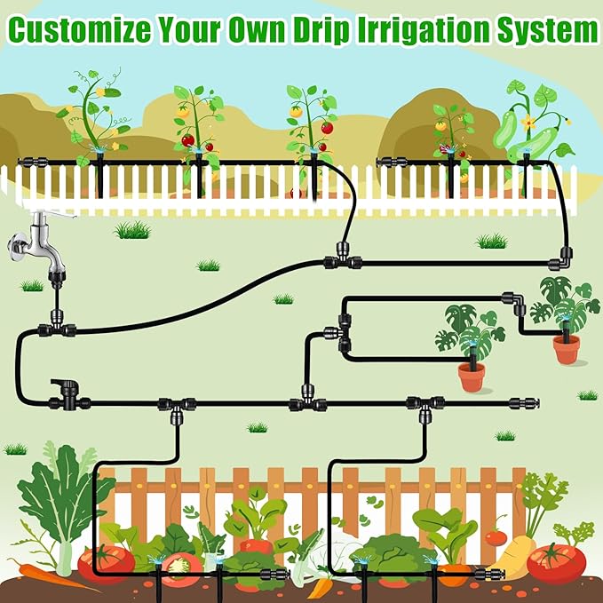 5 Pack US Standard 3/4" to 1/4" Faucet Adapters with Rubber Gaskets,1/4 inch Irrigation Tubing Fittings Garden Faucet to Hose Adapter for 1/4 Inch Drip Irrigation Tubing Garden Irrigation System