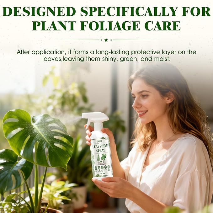 JAOJAO Leaf Shine Spray for Indoor Plants, Plant Shine Spray For Real Plants Leaf Shine Cleaner and Gloss Better Photosynthesis Restores shine for Indoor and Outdoor, 300ml
