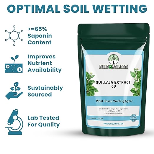 BuildASoil Quillaja Saponaria Extract Powder 60% (2 oz) – Natural Root Growth Booster for Plants