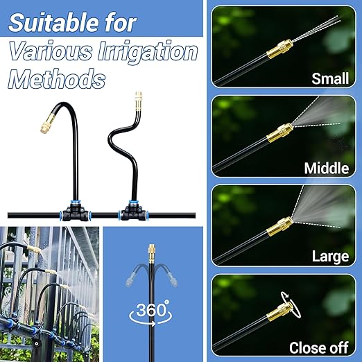 ASEVAT 50FT/66 Pcs Drip Irrigation Kit Plant Watering System Quick-Connect Micro Misting kit for Greenhouse Blank Distribution Tubing DIY Automatic Irrigation Equipment Set for Garden (50FT)