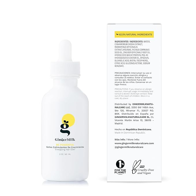 Ginger Root Extract | Growth Stimulating Drops and Hair Loss Control | Serum Vegan Energizing Hair Elixir | Be Powerful (2 fl oz)