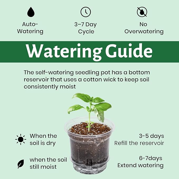Bluepro 18 Pack 6.5/5/4 Inch Clear Self Watering Plant Pots with Bottom Water Tray & Watering Rope, Transparent Nursery Pots with Drainage for Seedlings, Herbs, and Houseplants