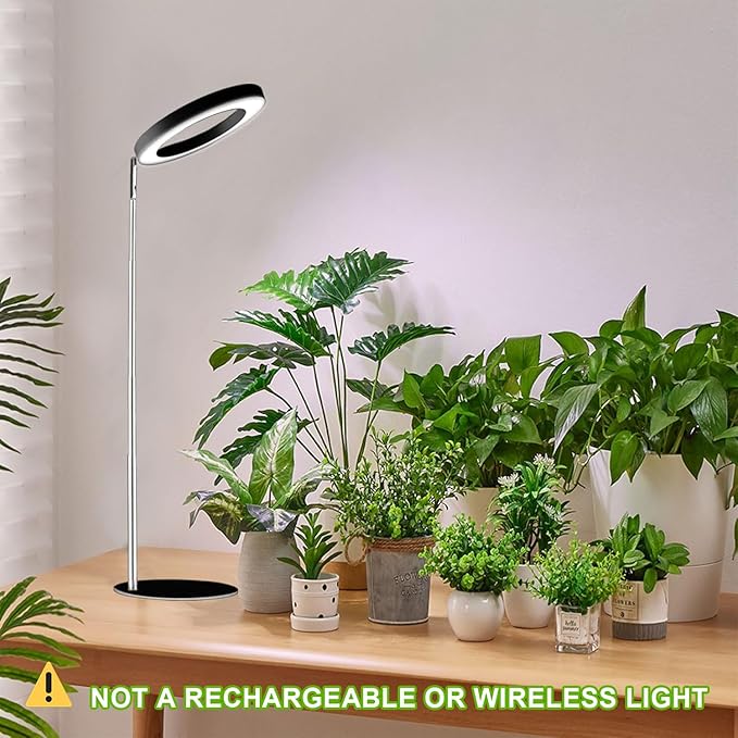 Yadoker 72 LEDs Full Spectrum Plant Grow Light for Indoor Plants，Height Adjustable, 6.3" Aluminum Housing,Automatic Timer with 8/12/16 Hours,10-Level Brightness,Black Plant Light,1 Pack