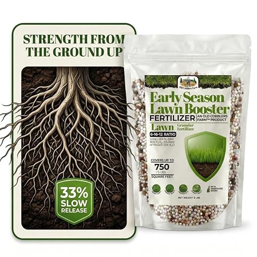 Old Cobblers Farm Wicked Growth Early Season Lawn Booster 6-16-12 – Starter Lawn Fertilizer for Strong Root Development (5 lbs | 10 lbs | 15 lbs | 20 lbs) (20 lbs)