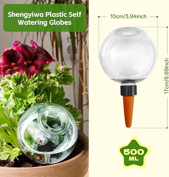 4 Pcs Self-Watering Planter Insert Self-Watering Planter Globes with Slow Release Water Control for Indoor & Outdoor Plants (4, Globe)