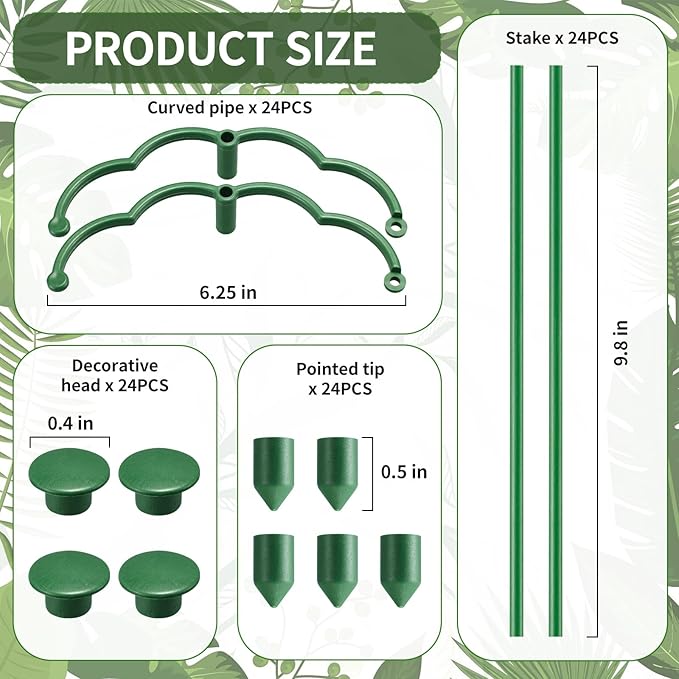 24 Pack Plant Support Stakes Sets - Versatile Plant Cages, Stackable Garden Flower Support， Small Plant Stakes for Indoor Plants,Tomato,Monstera, Peony, Hydrangea, Climbing Plants