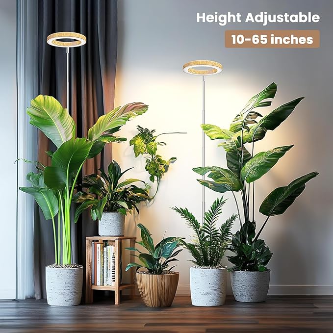 Kullsinss Grow Lights for Indoor Plants, Full Spectrum Plant Grow Light with 6/12/16H Timer, 3 Color Modes, 5 Brightness, 10"-65" Height Adjustable Growing Lamp for Large Indoor Plants (2 Pack)