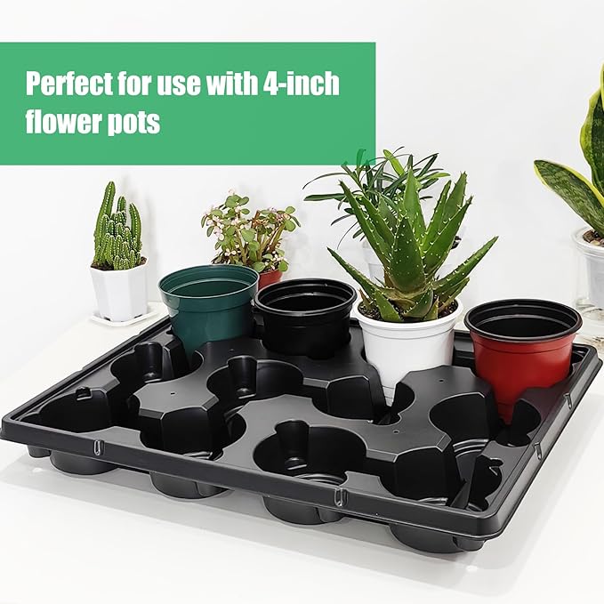 RooTrimmer 12 Cell Round Nursery Trays Thickened Durable Seedling Pots Shuttle Carrying Trays for Holding 4 inch Pots (16.85" 12.6", 5-Pack)
