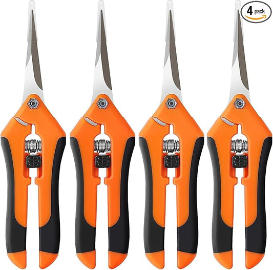 BEoffer 4 Pack Pruning Shears, 6.5 Inch Garden Scissors Gardening Hand Pruning Snips with Straight Stainless Steel Precision Blades for Gardening Flower Plant Precise Trimming and Pruning Maintenance