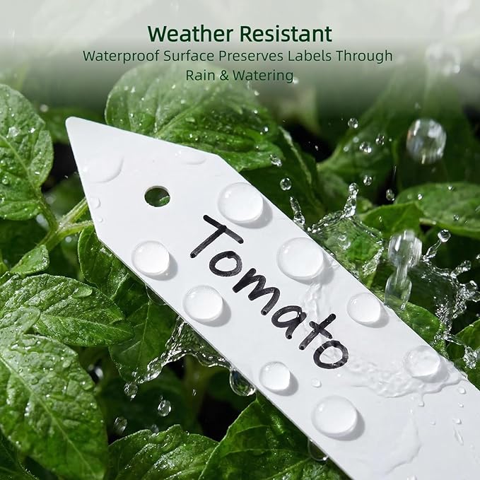 100PCS 2-in-1 Plastic Plant Labels with Permanent Pen, 4" x 0.8" Waterproof Garden Markers Seed Tags, Reusable PVC Plant Tags for Outdoor Indoor Gardening Greenhouse Vegetable