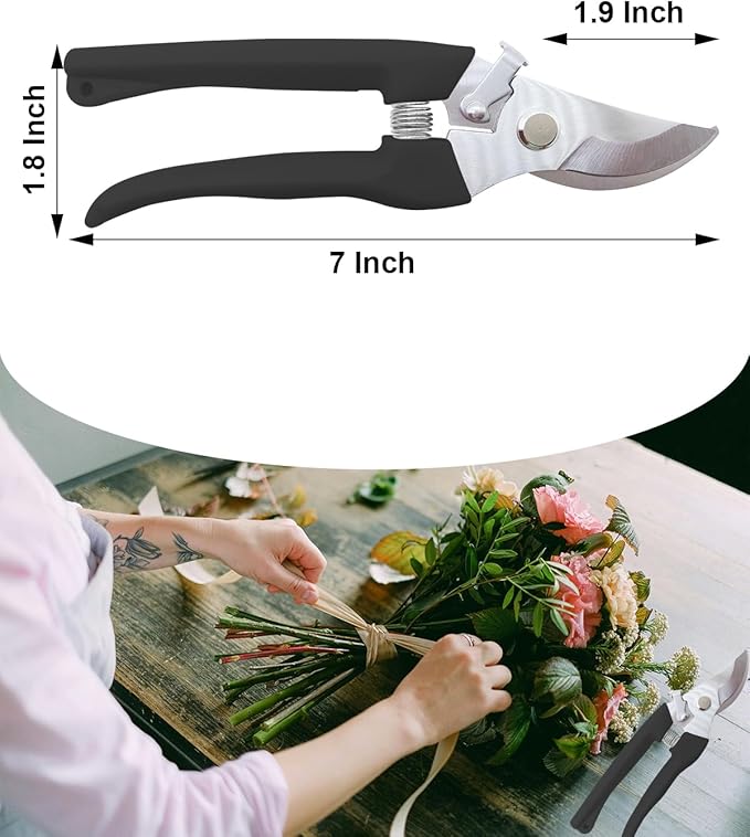 Pruning Shears for Gardening, 4 Pack Garden Scissors for Cutting Fresh Flowers, Floral Clippers for Plants, Fruits (Black)