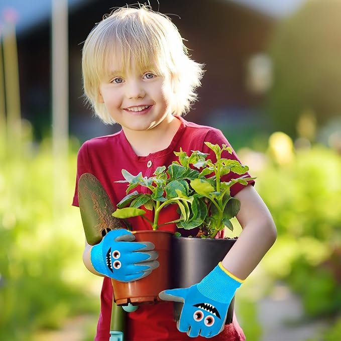 6 Pairs Kids Gardening Gloves Children Work Gloves Rubber Coated Garden Gloves for Kids Toddlers (Medium (Age 6-8))
