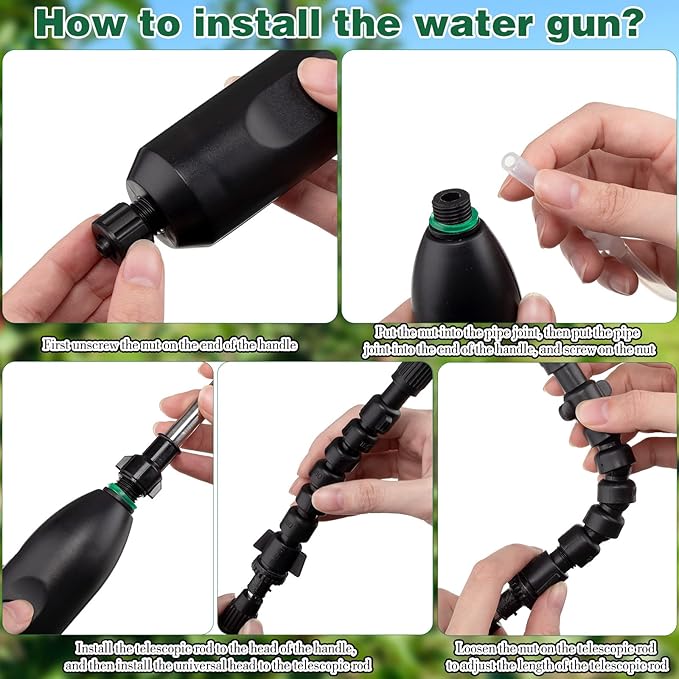 2 Pack Curved Electric Plant Sprayer Battery Powered Sprayer Wand Rechargeable Portable Garden Sprayer with Adjustable Spout Water Sprayer Telescopic Watering Wand with 10 ft Hose for Gardening