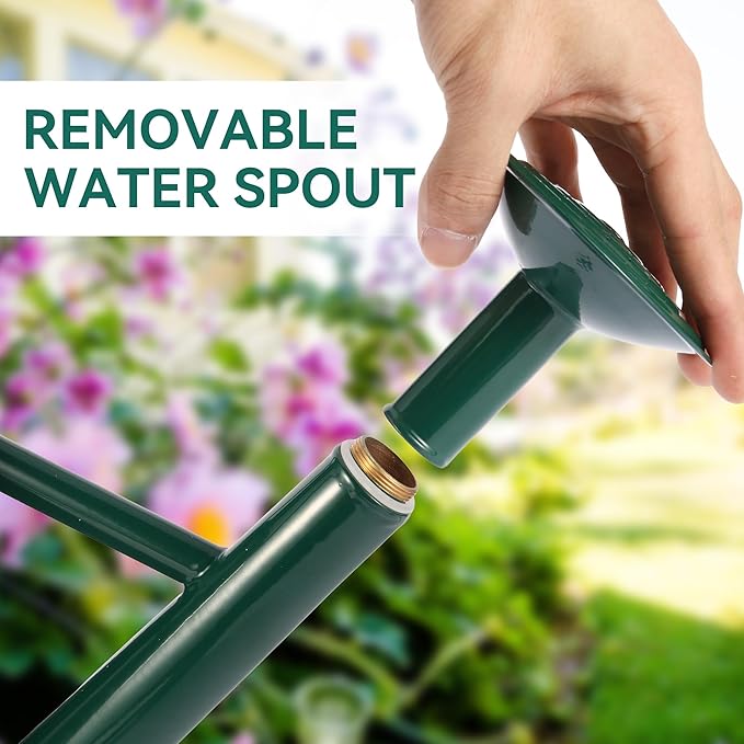 Garutom Galvanized Watering Can for Outdoor Indoor Plants, 1 Gallon Decorative Countryside Water Can with Removable Spout, Metal Watering Can for Indoor Plants and Garden Flower (Green)