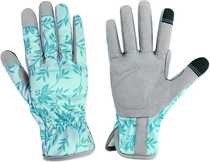 Gardening Gloves for Women Thorn Proof Garden Gloves, Leather Womens Garden Gloves Puncture Resistant, Touch Screen Working Gloves for Digging,Weeding,Planting Large