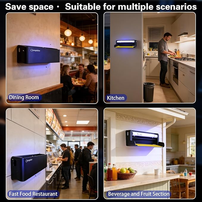 2pack Fly Catcher Indoor,Fruit Fly Traps Indoor for Home,Wall Sconce Fly UV Light Trap for Capturing Flies,Moths, Gnats with 10 Sticky Glue Boards, Bug Catcher Indoor, Light Flying Insect Trap -Black