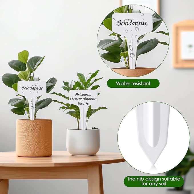 Darfukei Plant Labels 120pcs with Garden Plant Markers Pen of Outdoor Waterproof,T-Type Plant Tags and Permanent Marking Pen, Garden Labels Gardening Gifts for Women Men