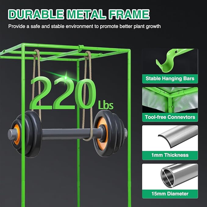 Yesker 5x5 Grow Tent 60"x60"x80" High Reflective Mylar Large Indoor Growing Tents 600D Oxford Cloth with Observation Window and Removable Floor Tray for Hydroponics Indoor Plants Fruit Flower Growing
