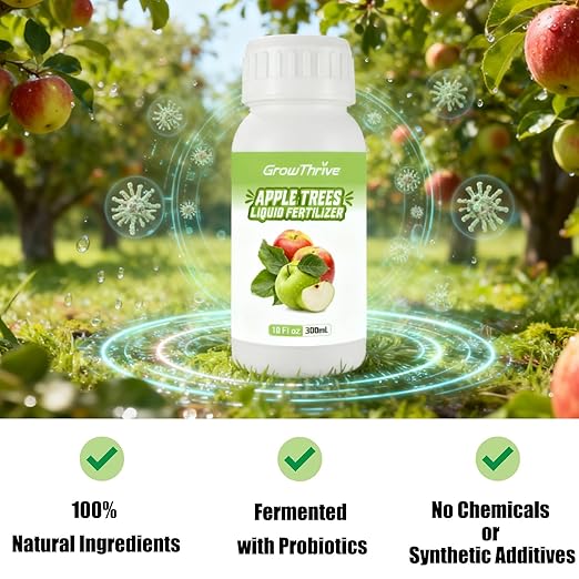 10oz Organic Apple Tree Fertilizer - Microbial Probiotic Liquid Plant Food for Indoor & Outdoor Fruit Trees, Root Booster & Leaf Revivifier, 1:400 Concentrated