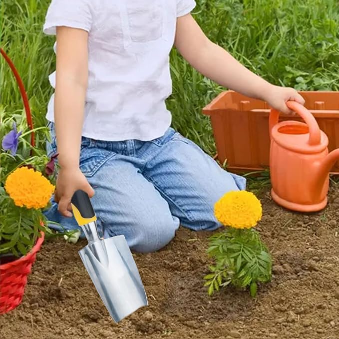 Garden Shovel Hand Trowel, Heavy Duty Gardening Tool with Ergonomic Handle, Non-Slip Soft Rubberized Handle Rust Resistant Garden Spade Garden Tools for Digging, Weeding, Planting, Transplanting