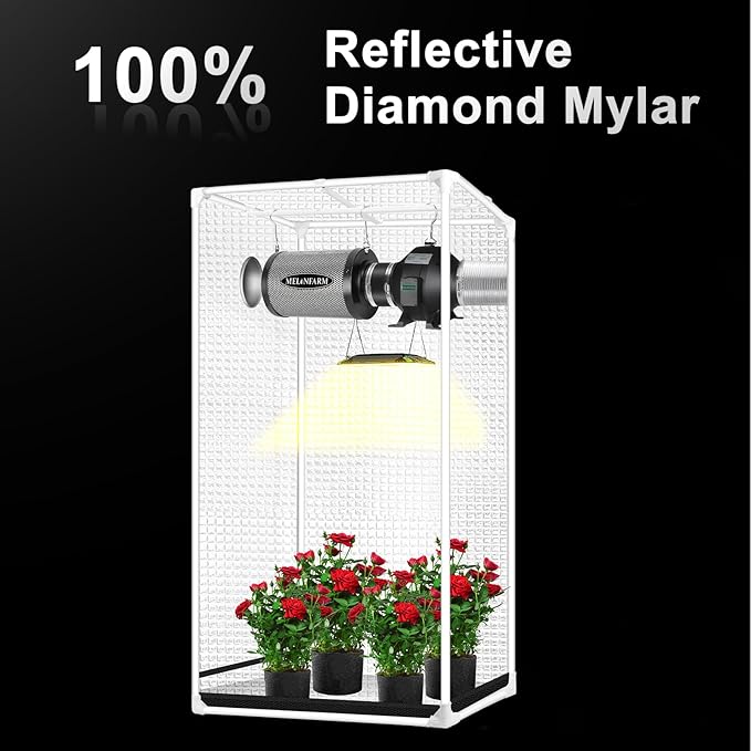 MELONFARM 2x2 Grow Tent, 24"x24"x48" Double Transparent Viewing Door Indoor Grow Tent, Growing Tent with High Reflective Mylar & Floor Tray, Plant Tent for Indoor Hydroponics Growing