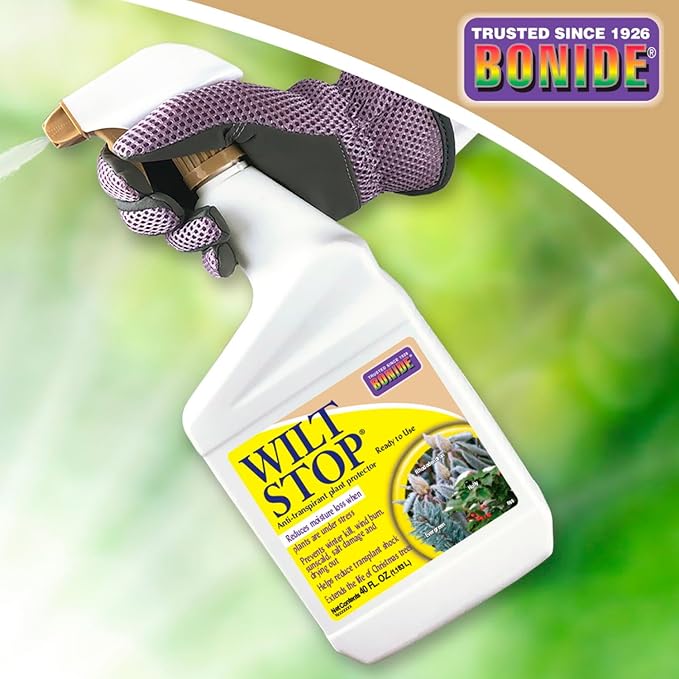 Bonide Wilt Stop, 40 oz Ready-to-Use Spray Anti-Transpirant Plant Protector, Long Lasting Effects, Extend the Life of Plants