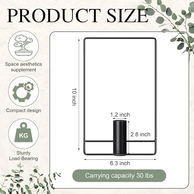 2 Pcs Wall Decor Hanging Planters Metal Hanging Vase Black Indoor Plants Holder with 6 Pcs Traceless Hook, Wall Decor for Indoor, Outdoor, Home, Office, and Garden