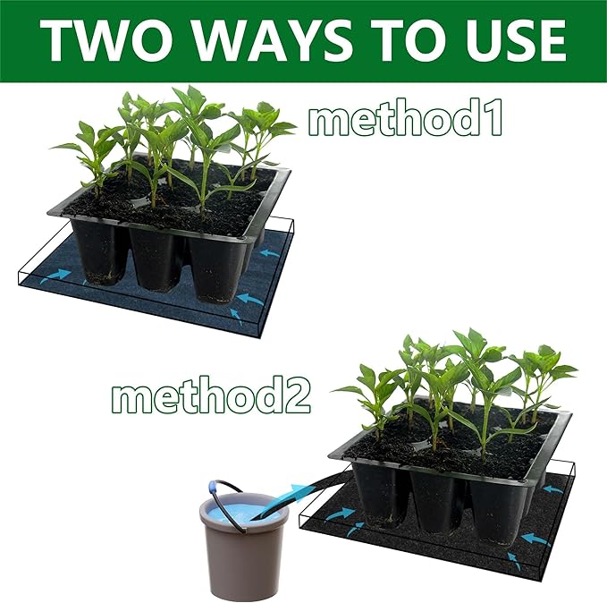 Adnee 2 Pcs 110 x 25Inch Automatic Plant Watering Mat, 3mm Thick Self Watering Capillary Mat, Felt Plant Water Wicking Mat for Seed Sprouting Hydroponics Potted Plants