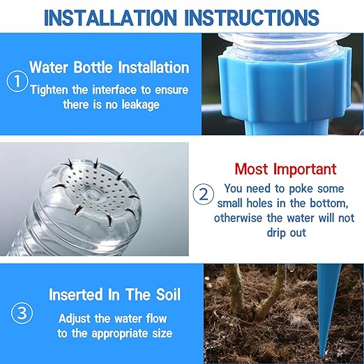 Automatic Plant Watering Stakes – Self Watering System for Indoor Plants, Adjustable Drip Irrigation Device for Vacation, Houseplant Waterer with Universal Fit for Standard Soda Bottles