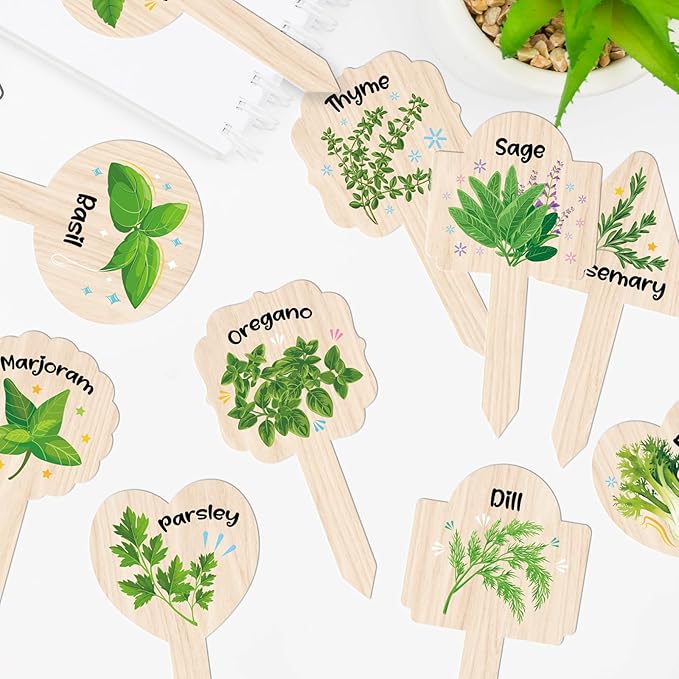 JUYRLE Plant Label Signs- 15PACK Herb Garden Markers, Plant Labels for Outdoor Garden Waterproof, Plant Tags with Names, Indoor Patio Tags for Succulent Flowers Greenery Seedling