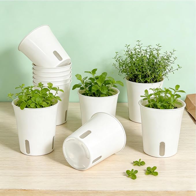 35 Pcs 3-Inch Self Watering Pots for Indoor Plants, Plastic Planters with Water Level Indicator & Vent Holes, Ideal for Succulents, Herbs, and Flowers
