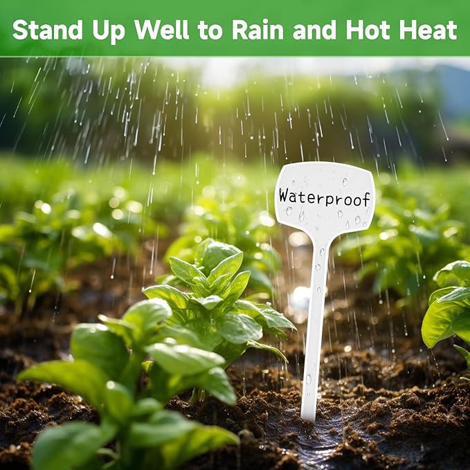 KINGLAKE Outdoor Large Plant Labels - 50 Pcs Tall Plastic Plant Tags Nursery Garden Labels Plants Markers for Outdoor Garden Waterproof Plants Name Tags for Vegetables Herb with Permanent Marking Pen