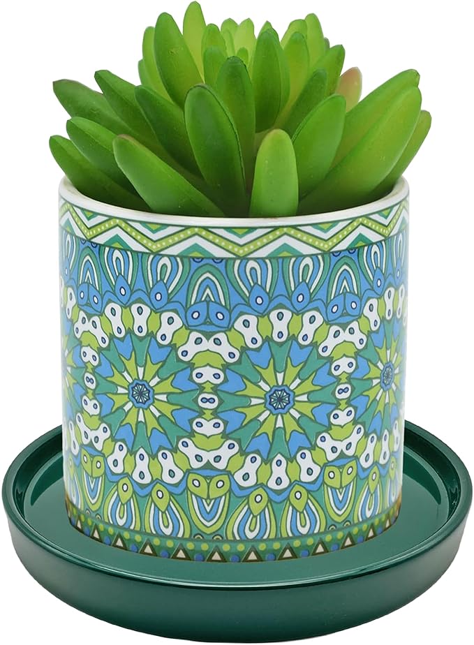 Yukfona Ceramic Plant Saucer Pot Tray 12 Inch, Planter Saucers 4 5 6 7 8 9 10 11 12 13 Inch for Indoors Outdoor, Durable Sturdy Flower Drainage drip Water Tray for Glazed Pots Base (12.7 Inch-Green)